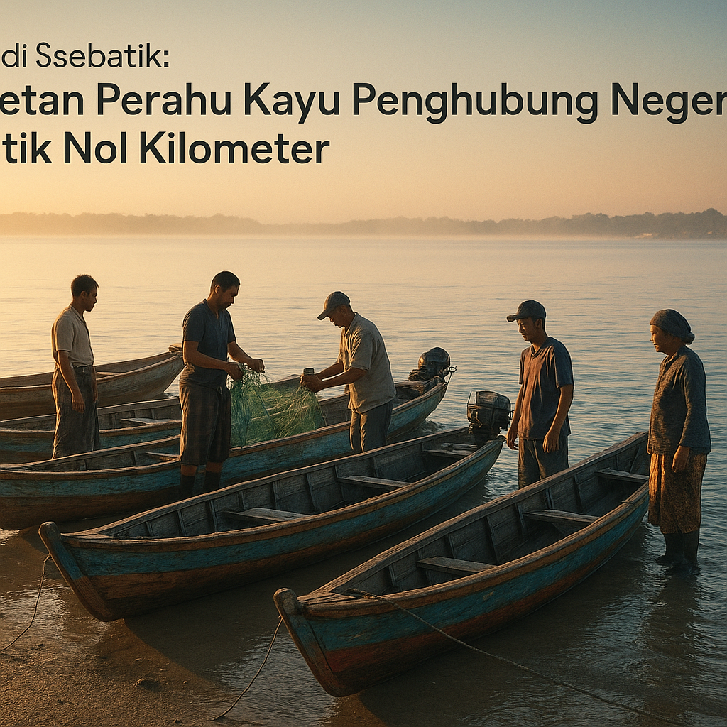 Fajar di Sebatik: Deretan Perahu Kayu Penghubung Negeri di Titik Nol Kilometer