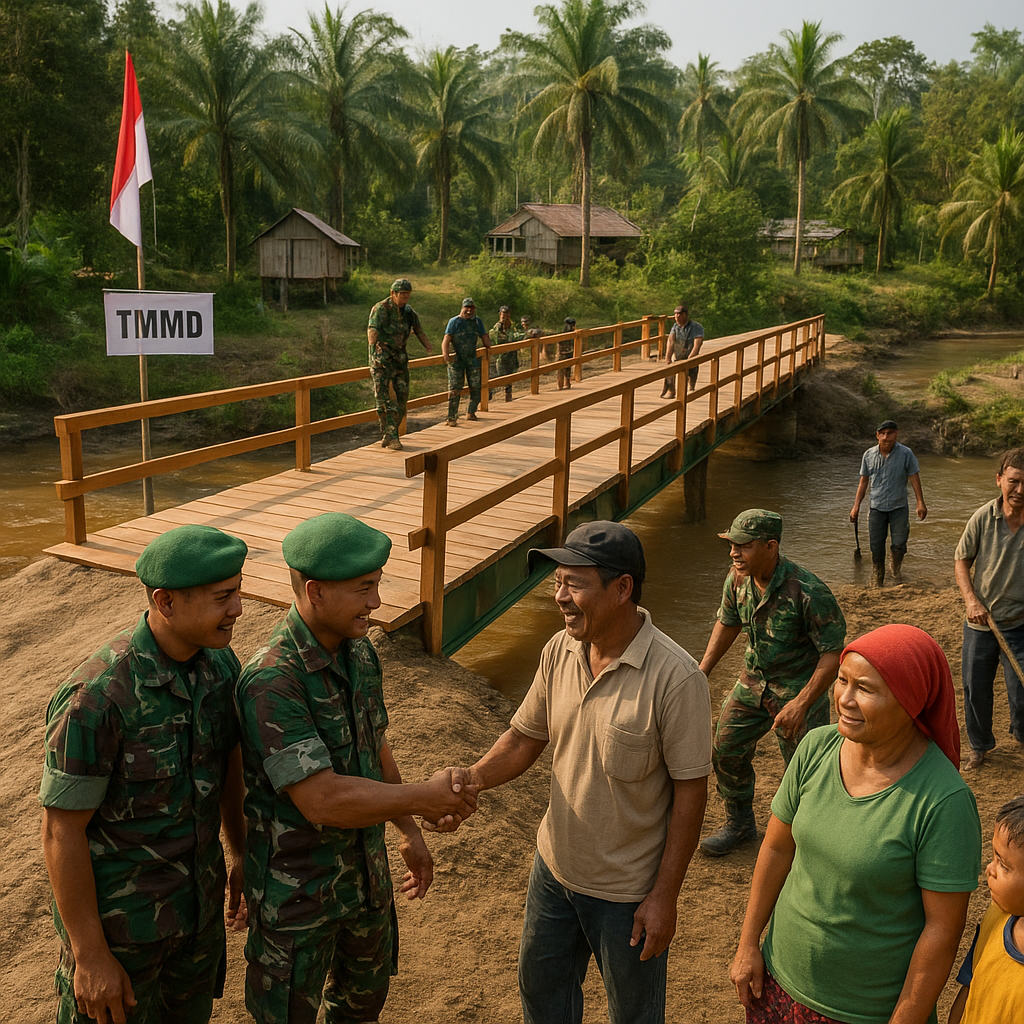 TMMD di Perbatasan Kalimantan: Membangun Jembatan Penghubung Desa Terisolir