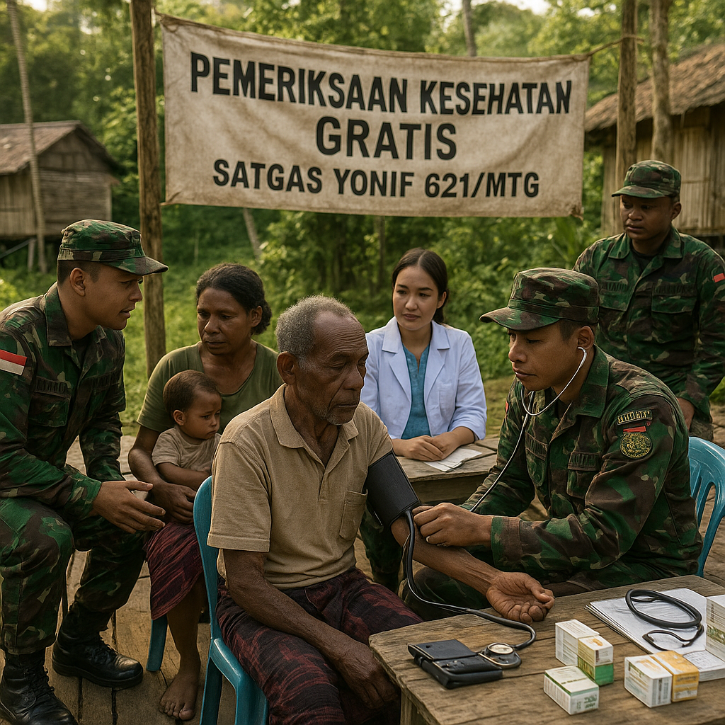 Satgas Yonif 621/Mtg Datangi Warga Sinak, Pemeriksaan Kesehatan Gratis Jadi Jembatan TNI dan Rakyat