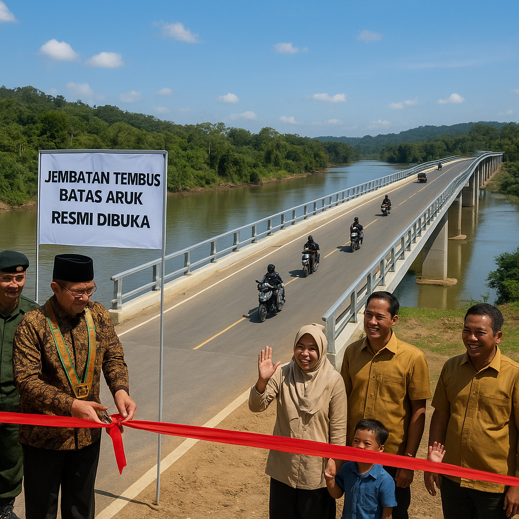 Jembatan Tembus Batas di Aruk Resmi Dibuka, Potong Waktu Tempuh Warga Perbatasan dari 4 Jam Jadi 30 Menit