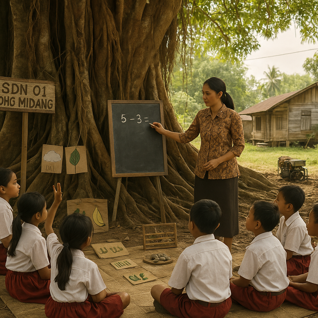 Pelajaran di Bawah Pohon Beringin: Sekolah SDN 01 Long Midang di Perbatasan Sarawak
