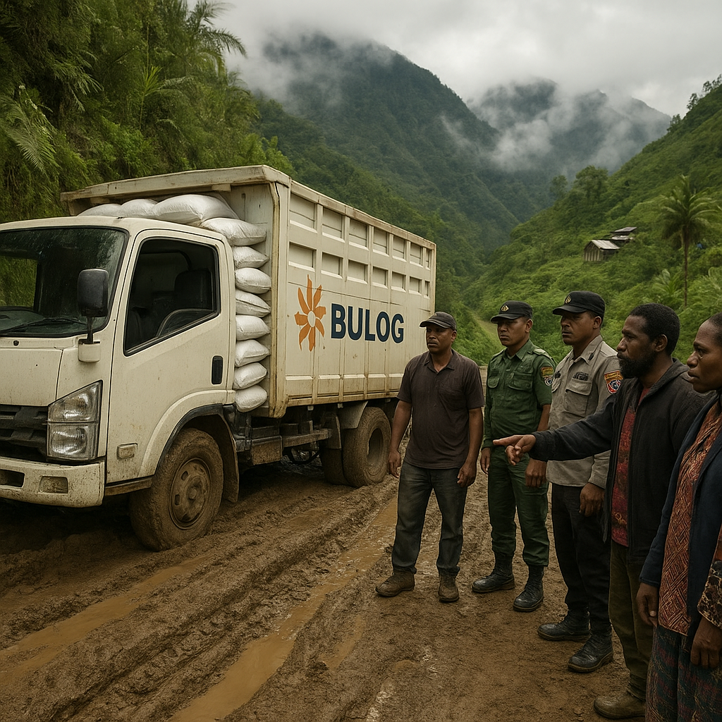 Beras untuk Pegunungan Papua: Truk Mandek, Ancaman dan Medan Jadi Penjaga Gerbang Bantuan