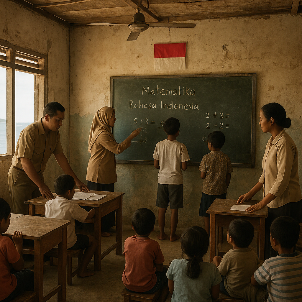 Di Pulau Terdepan Miangas, Sekolah Dasar Kekurangan Guru, Anak-anak Belajar Bergantian