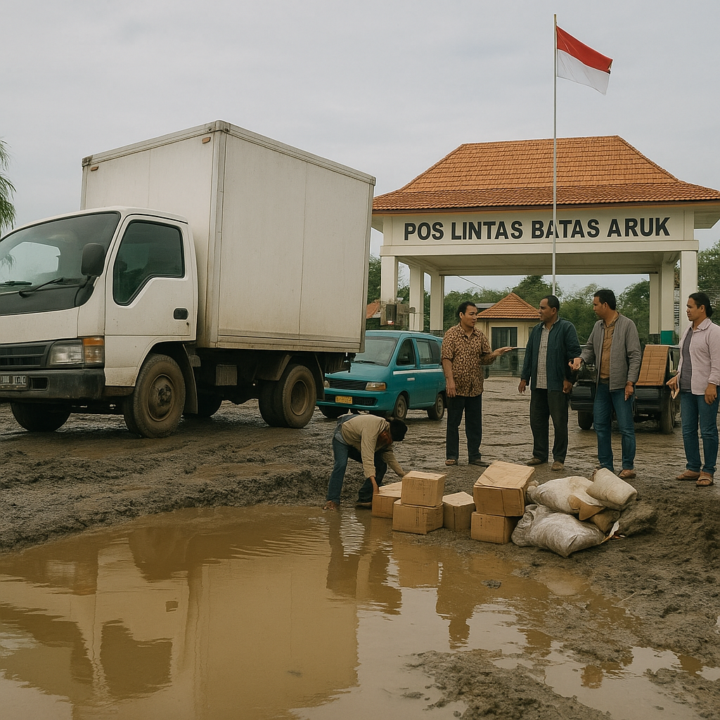 Jalan Berlubang Selepas Pos Lintas Batas Aruk, 'Ujian' Bagi Pengguna Jalan