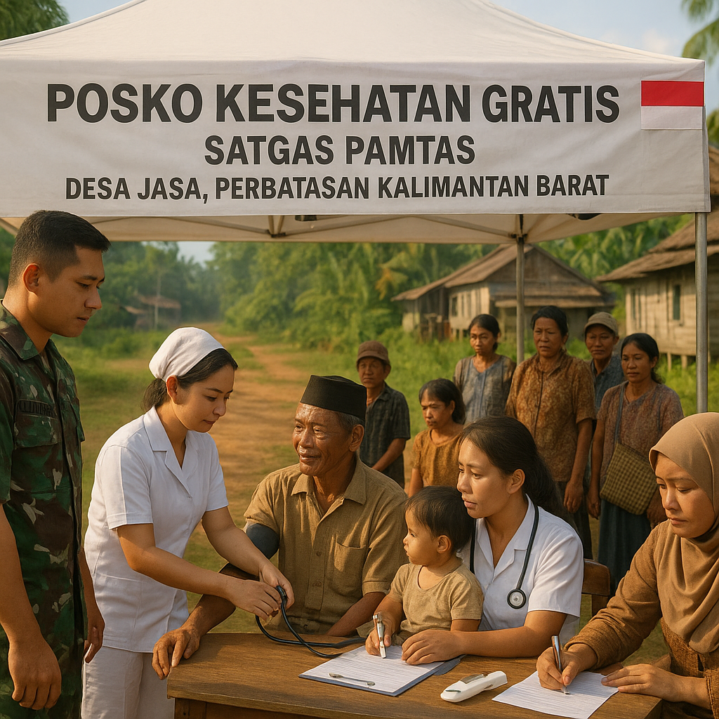 Satgas Perbatasan Buka Posko Kesehatan Gratis untuk Warga Perbatasan Kalimantan