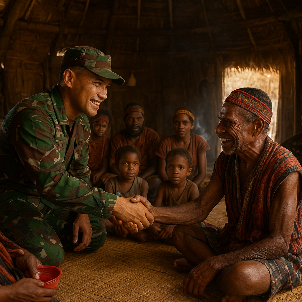 Hadirkan Rasa Aman, Prajurit Satgas Yonif 742/SWY Koops TNI Habema Sapa Warga dari Honai ke Honai