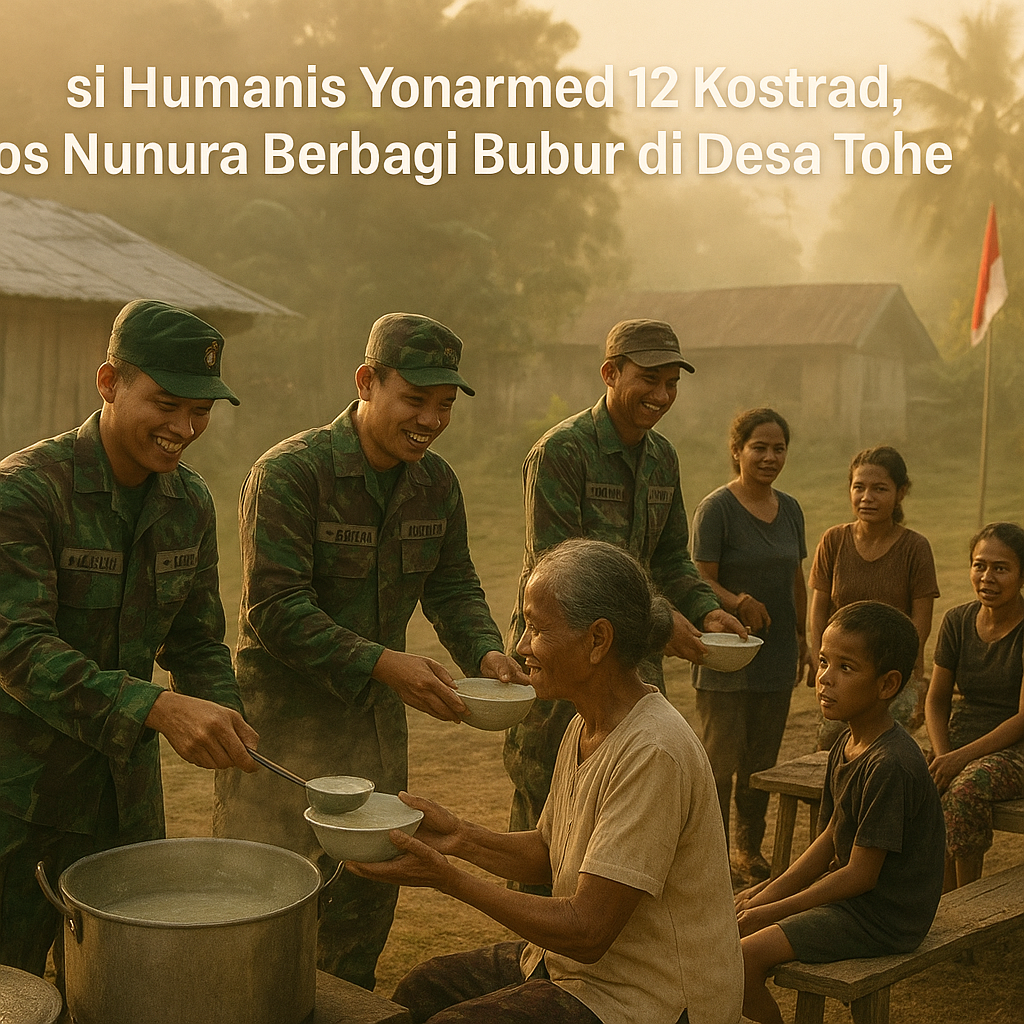 Aksi Humanis Yonarmed 12 Kostrad, Pos Nunura Berbagi Bubur di Desa Tohe