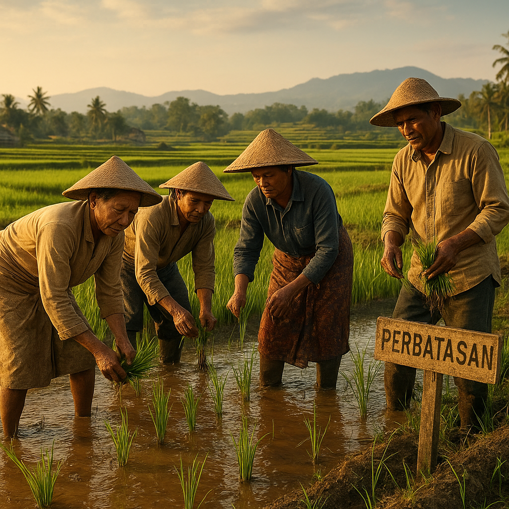 Pemandangan Sawah di Lahan Perbatasan