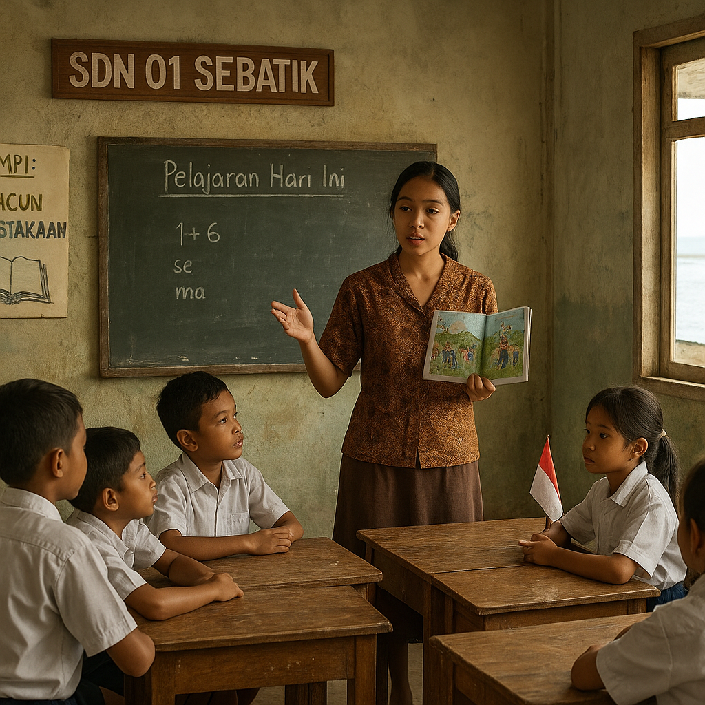 Pelajaran dari Tapal Batas: Guru Muda Relawan di SD Perbatasan Sebatik Bercita-cita Bangun Perpustakaan