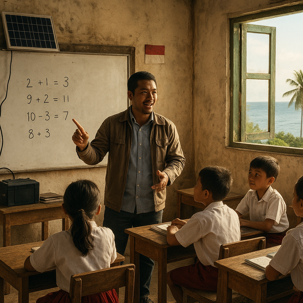 Guru Garis Depan di Pulau Terluar Morotai: Mengajar dengan Solar Cell dan Semangat Membara