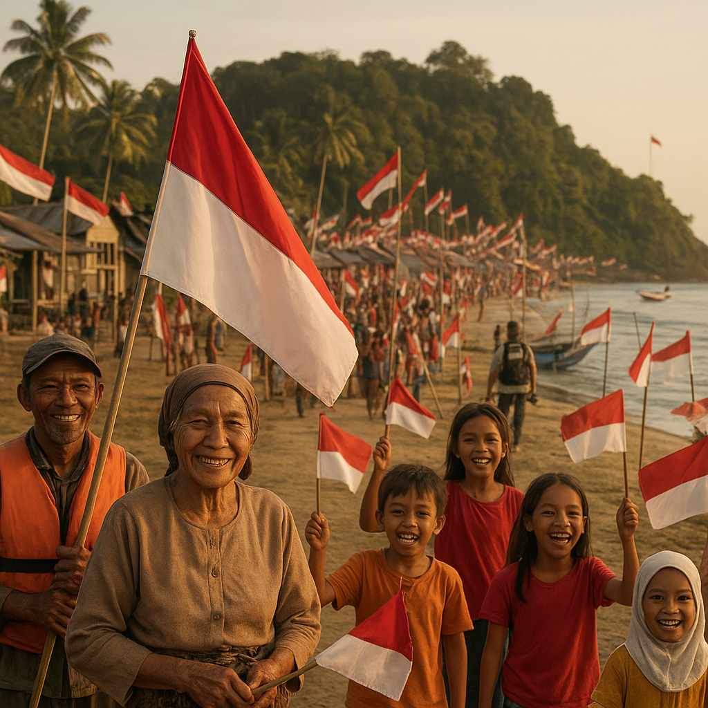 1.000 Bendera Merah Putih Menyentuh Hati di Ujung Negeri Temajuk