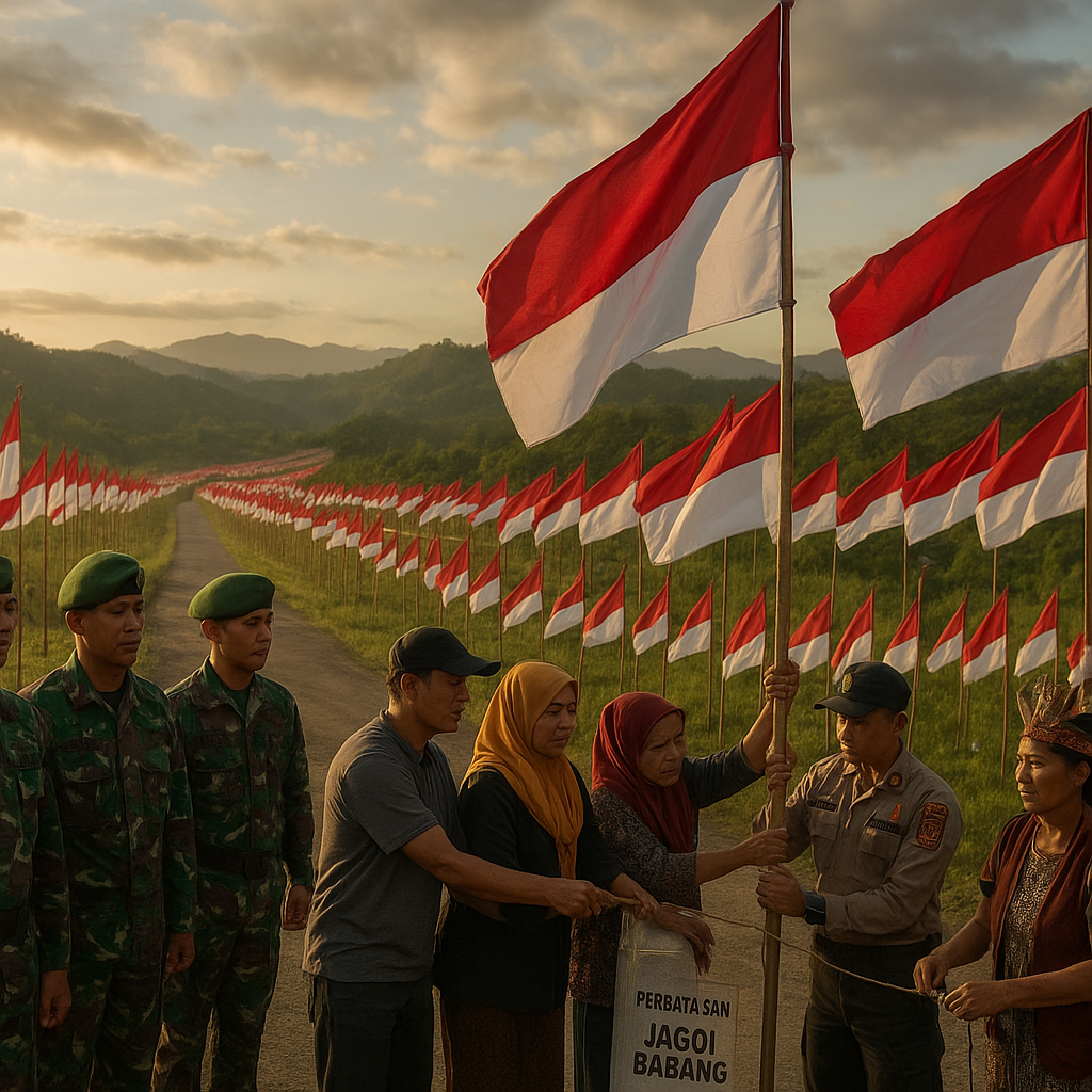 Sebanyak 3.000 Bendera Merah Putih Berkibar di Perbatasan Jagoi Babang