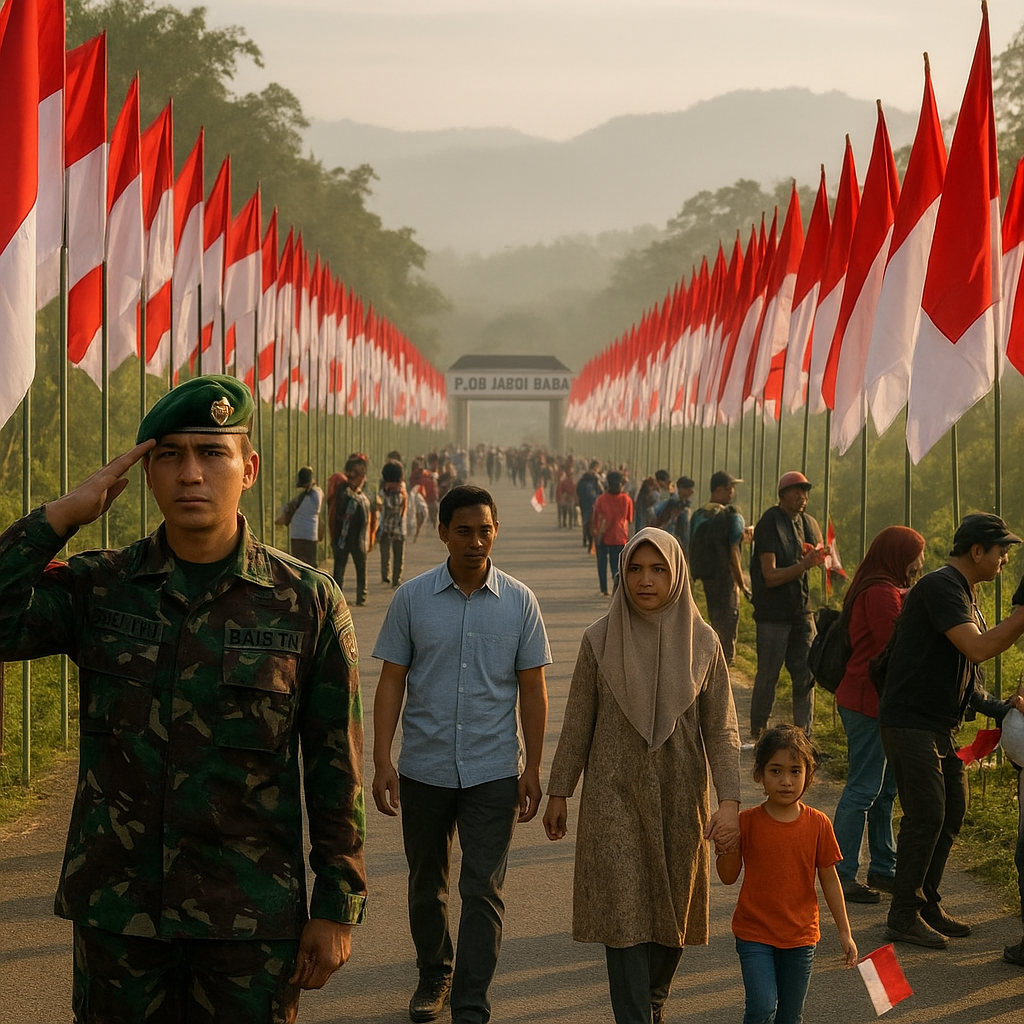 BAIS TNI Kibarkan 5.000 Bendera dan Gelar Kirab Merah Putih di Batas Negara Kalimantan Barat