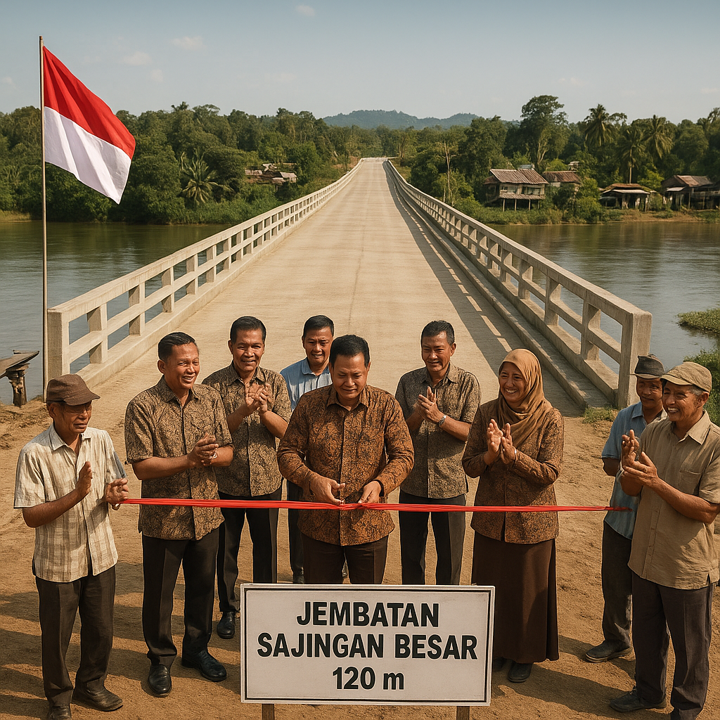 Jembatan Penghubung Desa Sajingan Besar Resmi Dibuka, Potong Waktu Tempuh ke Perbatasan