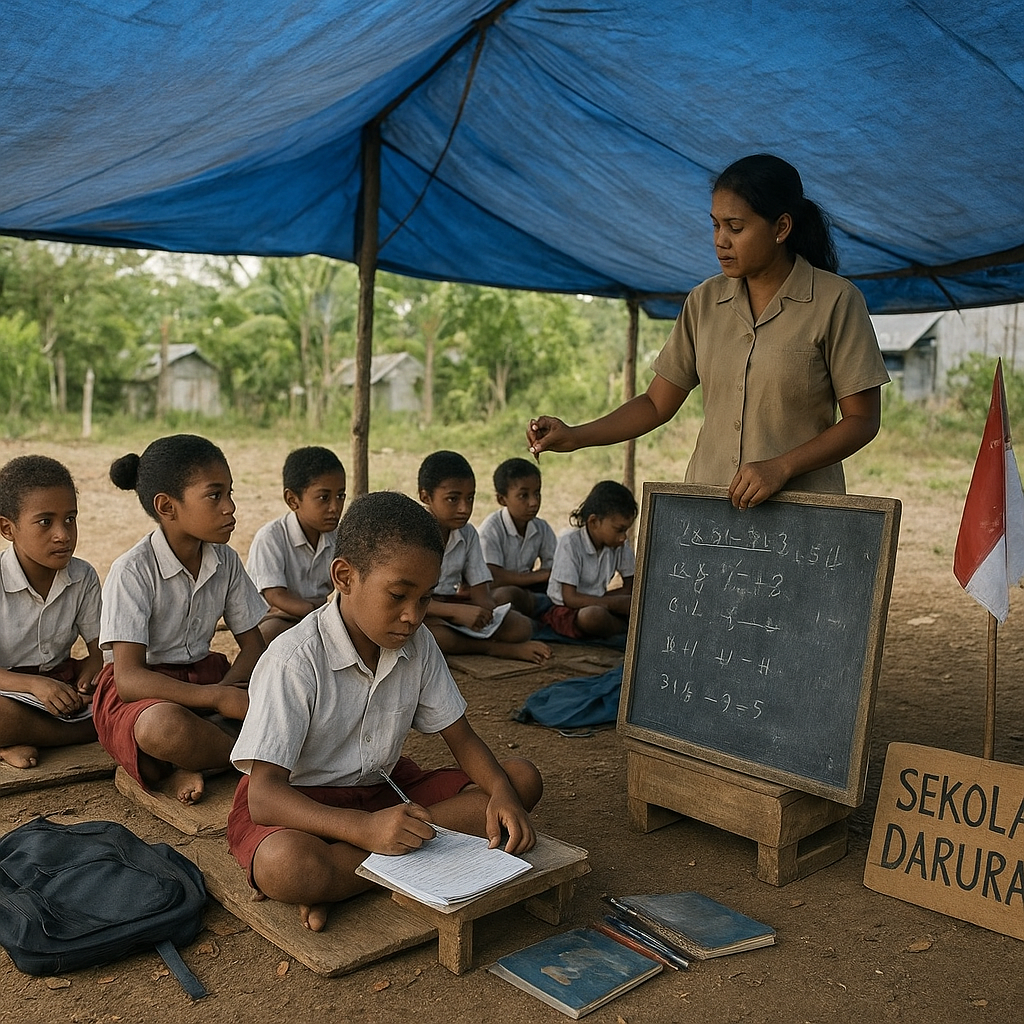 Pelajaran di Bawah Pohon: Sekolah Darurat di Perbatasan Papua Nugini