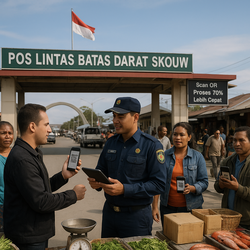 Pos Lintas Batas Darat Skouw: Aktivitas Perdagangan Rakyat Kembali Ramai Setelah Penyempurnaan Sistem QR Code