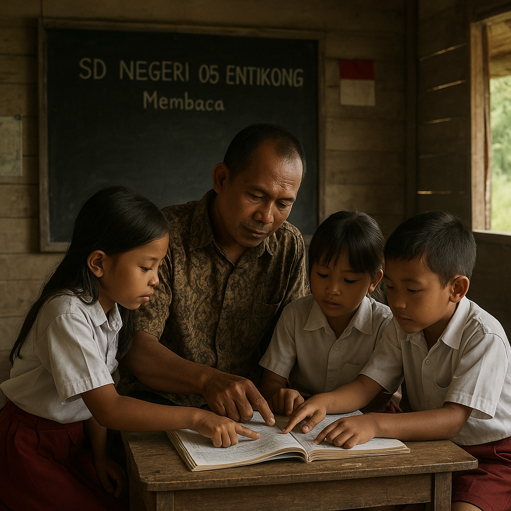 Suara Guru di SD Perbatasan Sanggau: Mengajar dengan Satu Buku untuk Tiga Murid