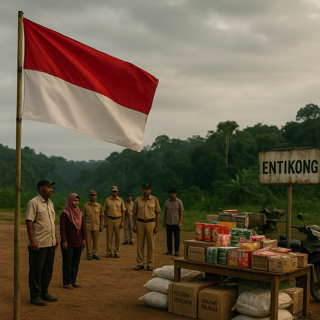 Nasionalisme di Tapal Batas: Merah Putih Berkibar di Atas Tiang Bambu, Sementara Barang Malaysia Mengalir Deras