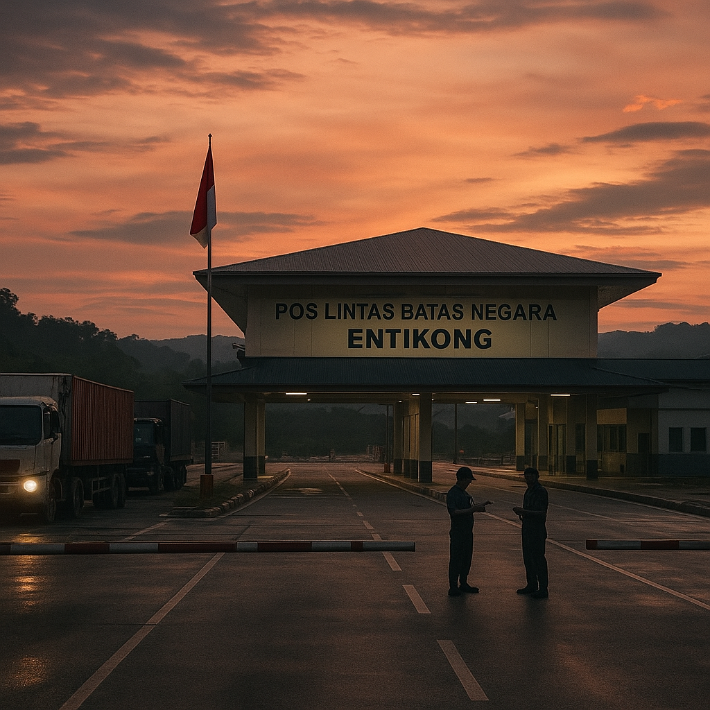Senja di Pos Lintas Batas Negara, Perbatasan RI-Malaysia Sepi di Tengah Perundingan Tarif