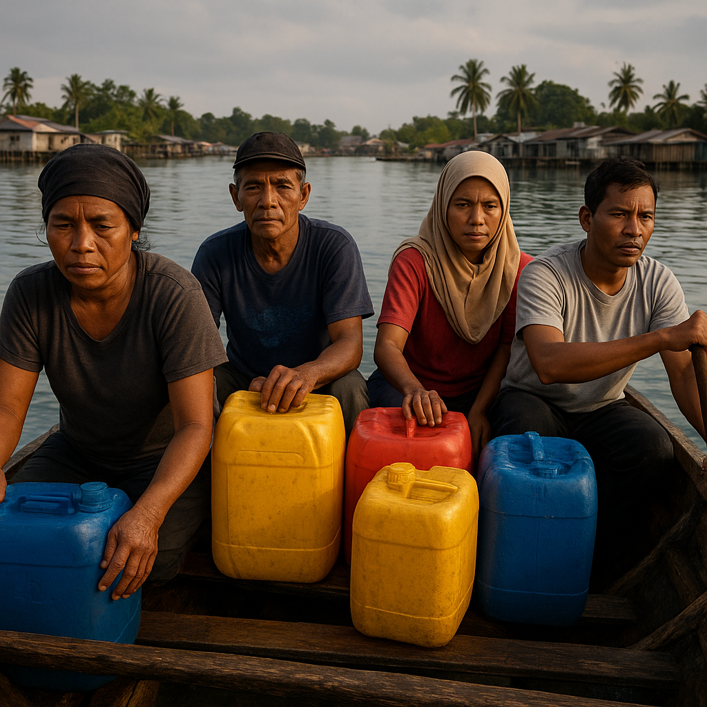 Air untuk Seberang: Kisah Warga Perbatasan Pulau Sebatik Mengangkut Air Bersih dengan Perahu