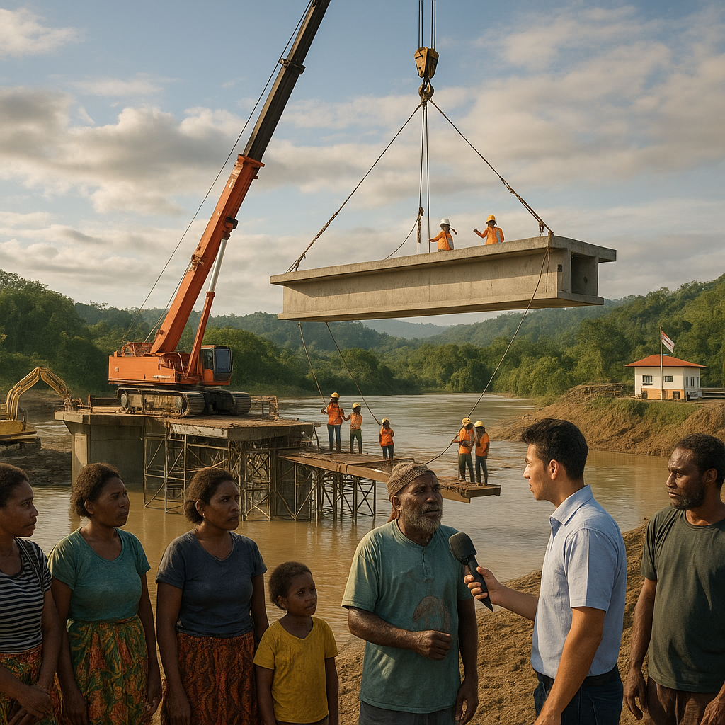 Jembatan Tembus Batas: Pembangunan Jembatan Skow Baru di Papua Dipacu, Hubungkan Kampung dengan Pos Perbatasan
