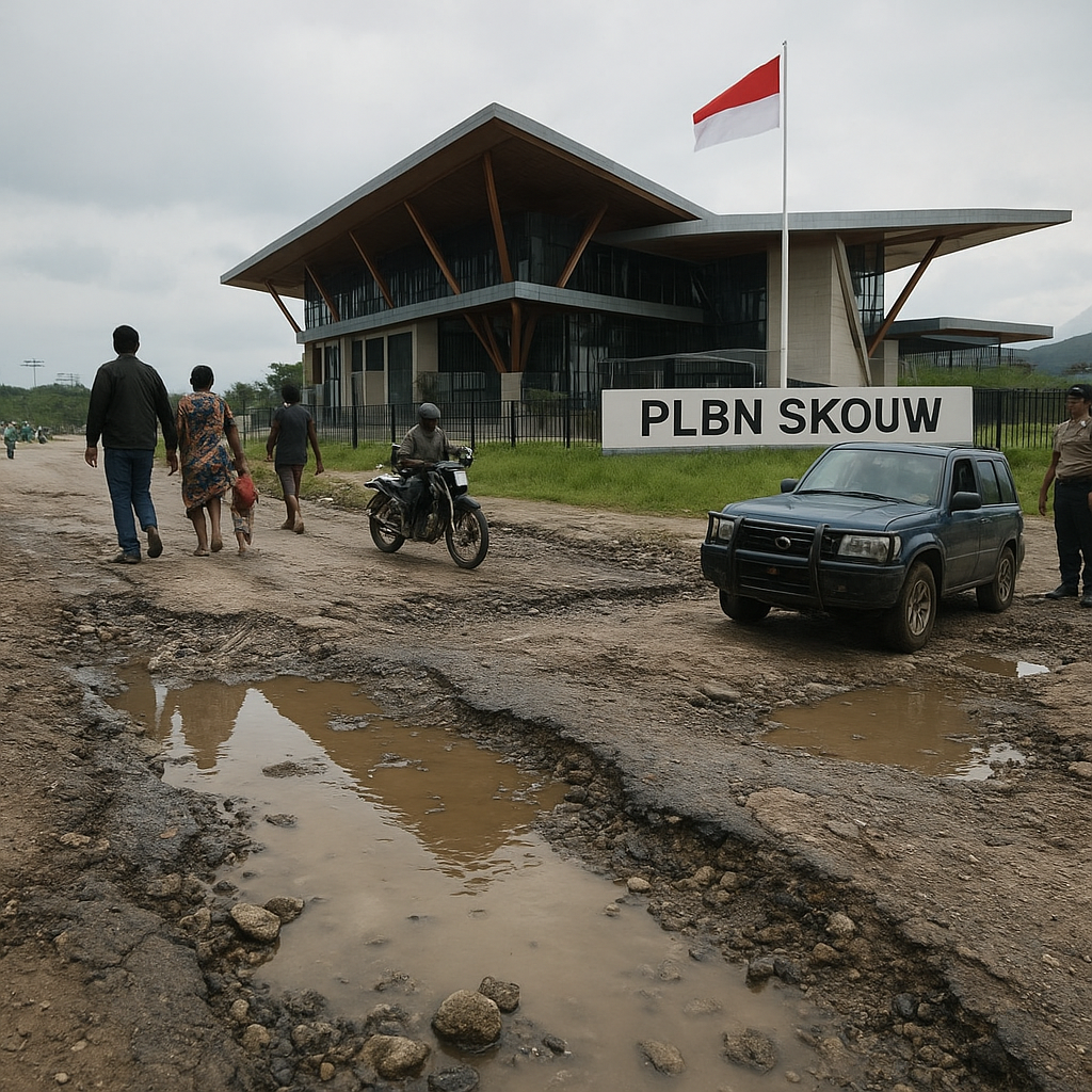 Infrastruktur PLBN Skouw Makin Kokoh, Namun Jalan Akses Masih Berlubang