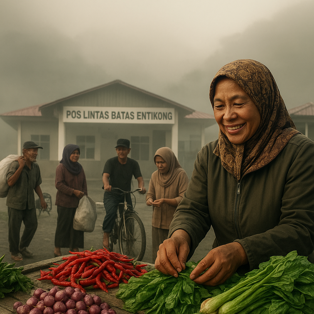 Pagi di Pos Lintas Batas Entikong: Senyum Warga di Tengah Kabut Perbatasan