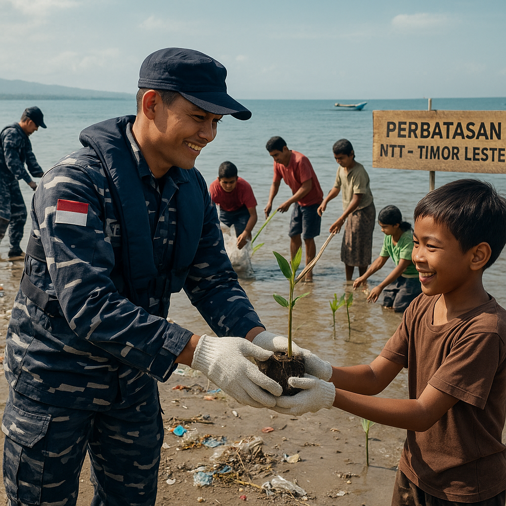 Perbatasan NTT-Kemboja: TNI dan Warga Bersihkan Pantai dari Sampah Plastik