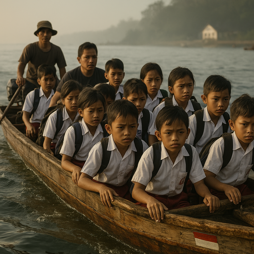 Anak-Anak Sekolah di Pulau Sebatik Harus Menyeberangi Selat Setiap Hari
