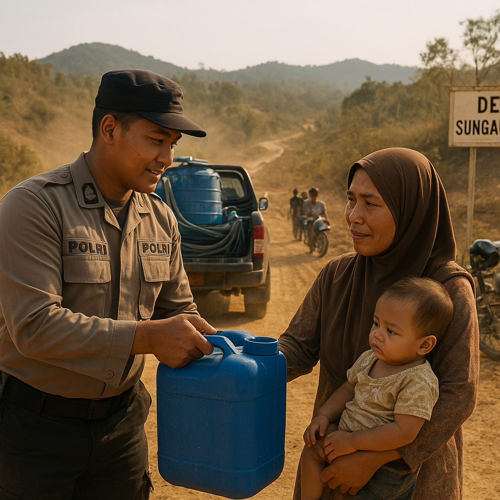 Polsek Puring Kencana Antar Air Bersih 40 Km untuk Warga Perbatasan RI-Malaysia