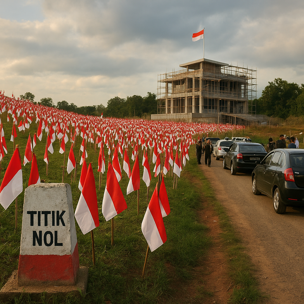 Menengok Bendera Merah Putih di Titik Nol Indonesia-Malaysia, Mobil Pelat Malaysia Berjejer