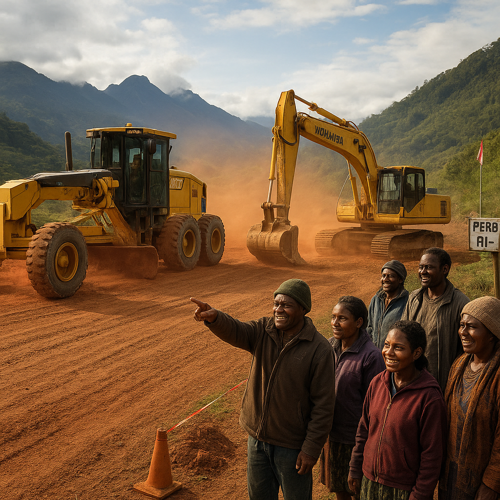 Jalan Trans Papua di Dekat Perbatasan PNG Mulai Diperbaiki, Warga Bersemangat