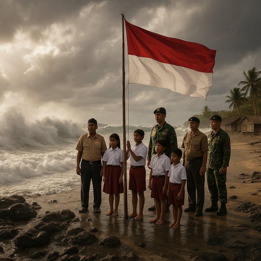 Upacara Bendera di Pulau Terluar Indonesia, Marore Sangihe: Kibarkan Merah Putih di Tengah Ombak