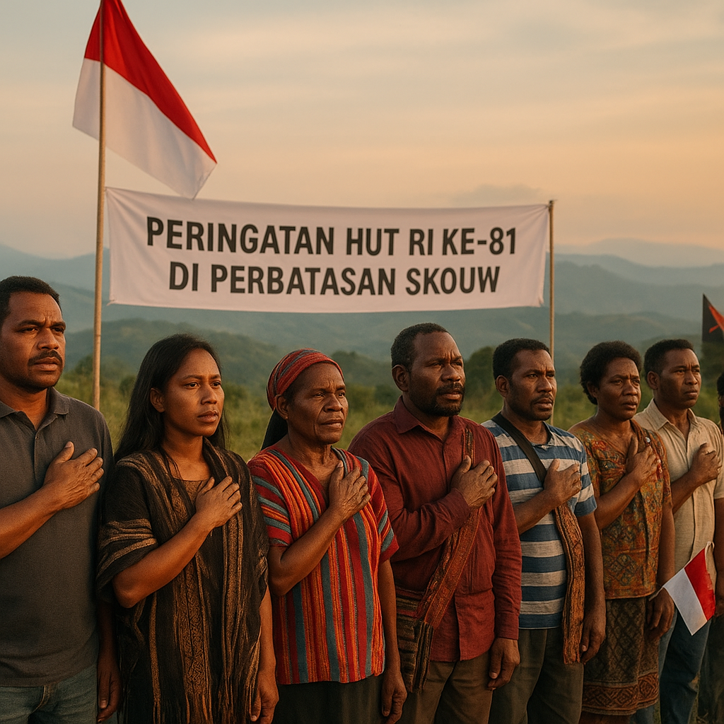 Peringatan HUT RI ke-81 di Perbatasan Skouw, Warga Lintas Batas Ikut Serta