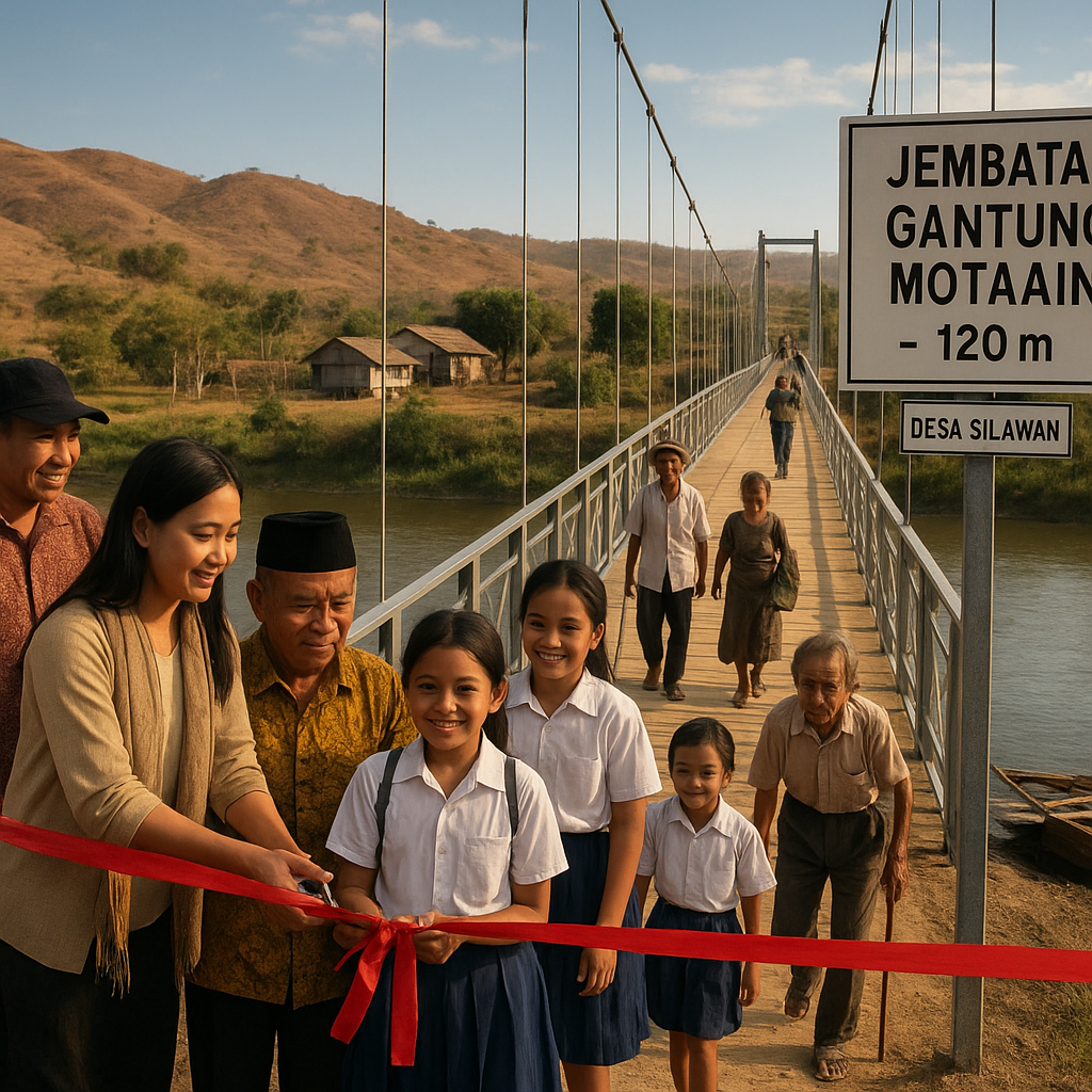 Infrastruktur: Jembatan Gantung di Motaain Rampung, Hubungkan Desa Terisolasi di NTT
