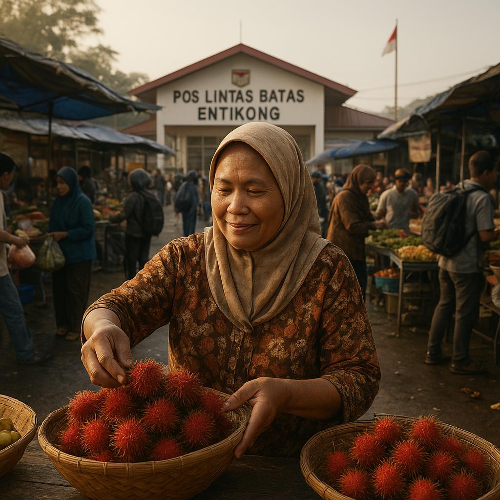 Pagi di Perbatasan: Aktivitas Warga di Pos Lintas Batas Entikong Mulai Padat