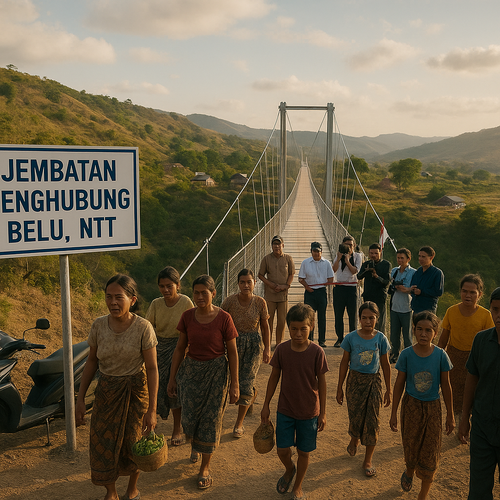 Jembatan Penghubung Desa di Perbatasan NTT Akhirnya Dioperasikan