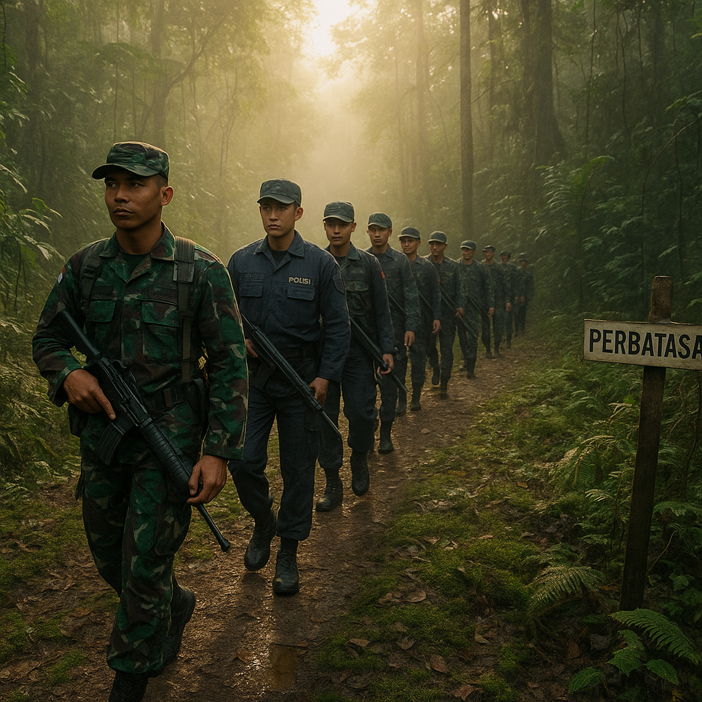 Patroli Bersama TNI-Polri di Perbatasan Darat Kalimantan Barat-Timur Tengah