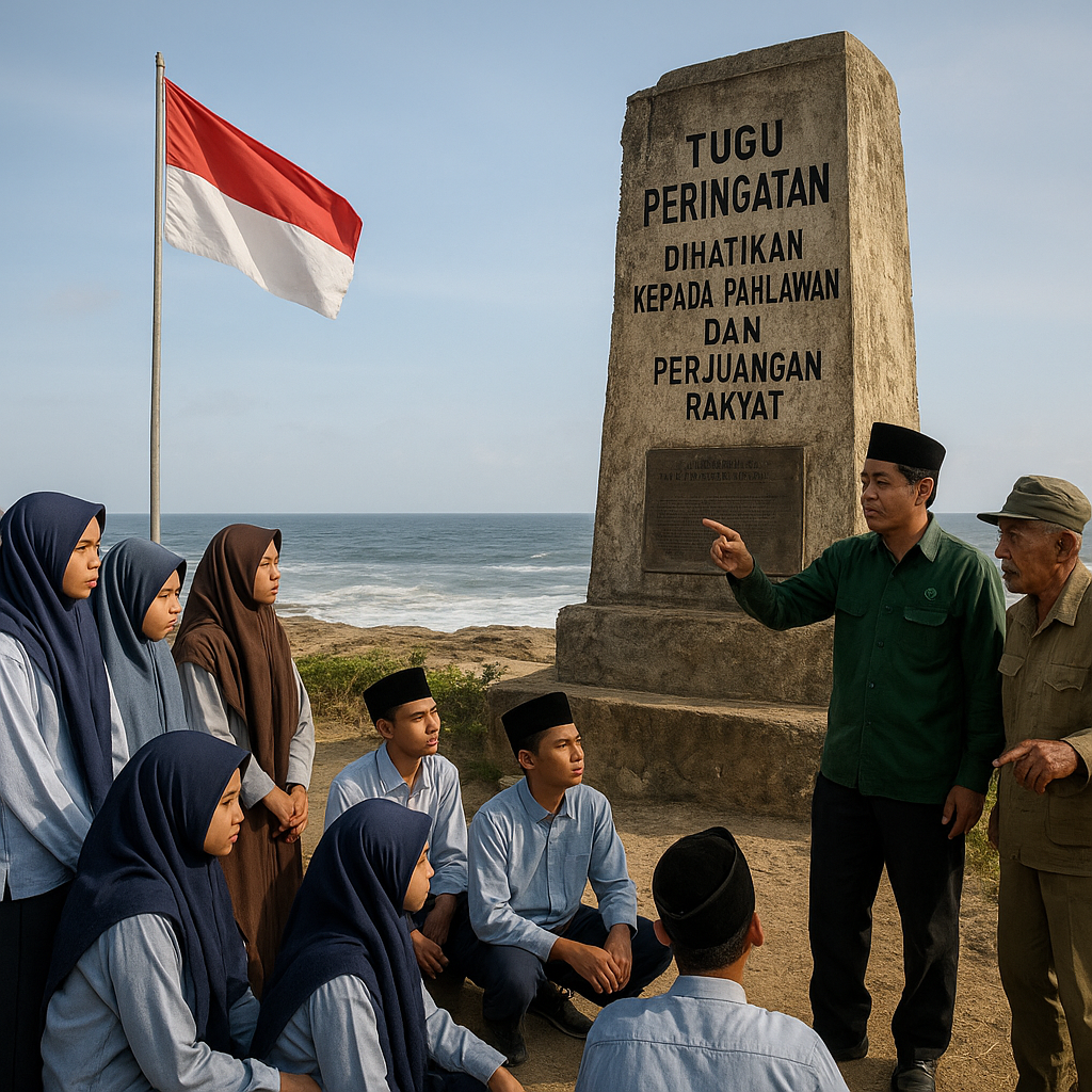 Pelajar Arosbaya Belajar Sejarah dan Bela Negara di Tugu Peringatan