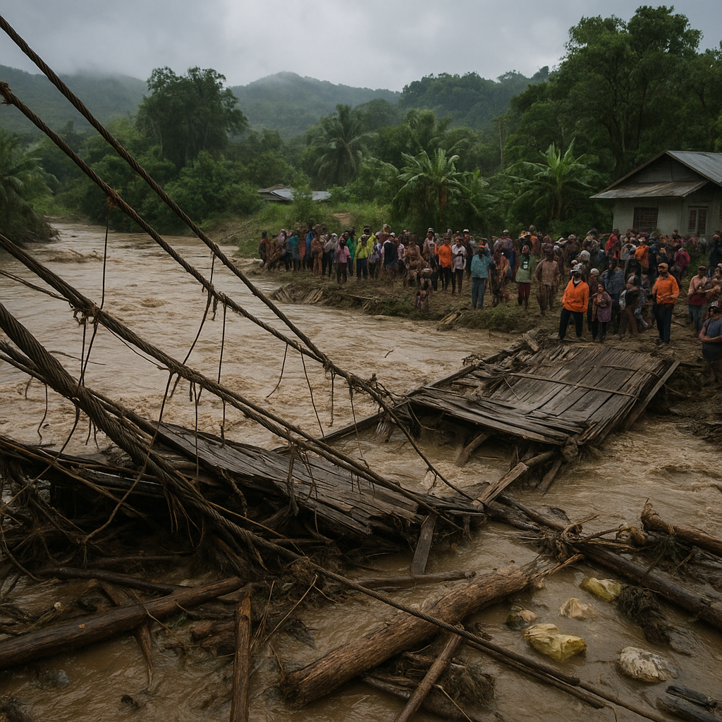 Jembatan Gantung di Perbatasan Papua Hancur Diterjang Banjir Bandang, Warga Kembali Terisolasi