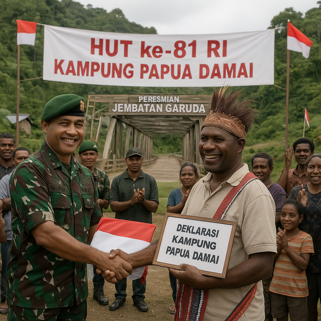 TNI Deklarasikan Hitadipa di Intan Jaya sebagai Kampung Damai di HUT ke-81 RI
