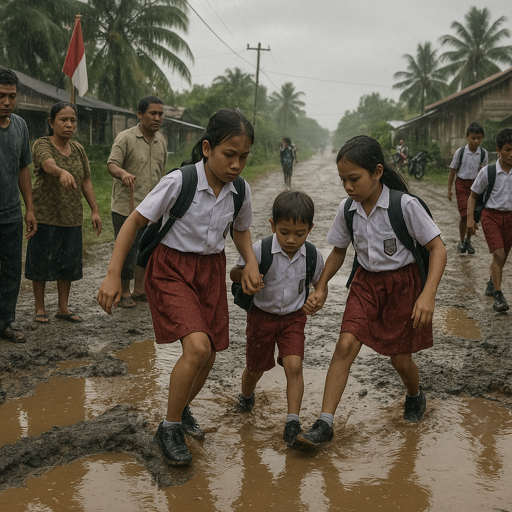 Suara Perbatasan: Warga Sebatik Keluhkan Jalan Berlubang, Anak-Anak Sulit ke Sekolah
