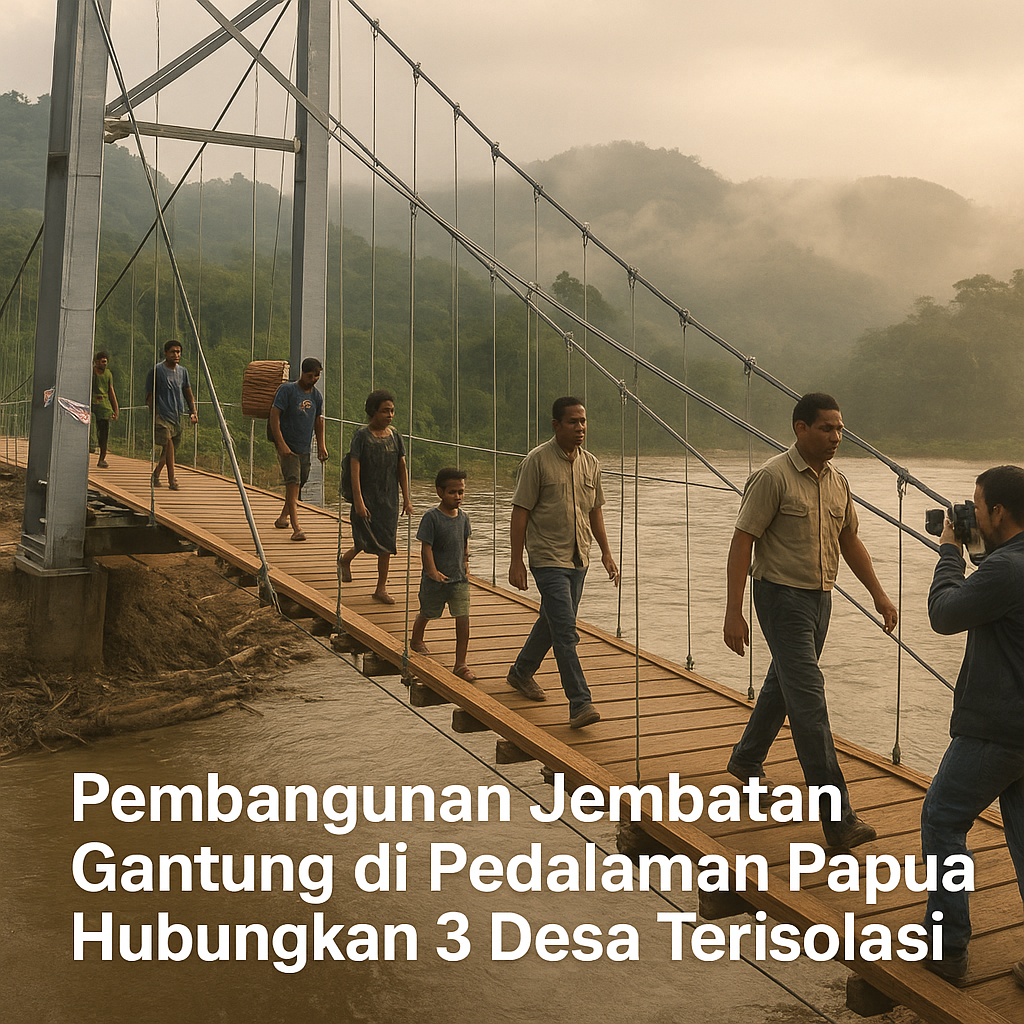 Pembangunan Jembatan Gantung di Pedalaman Papua Hubungkan 3 Desa Terisolasi
