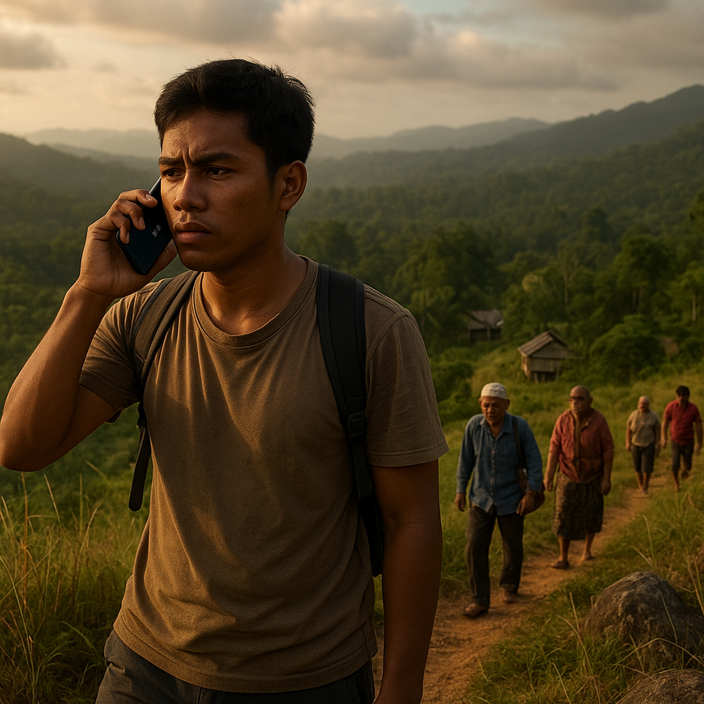 Sinyal Putus, Warga Perbatasan Nunukan Terpaksa Naik ke Bukit demi Telepon