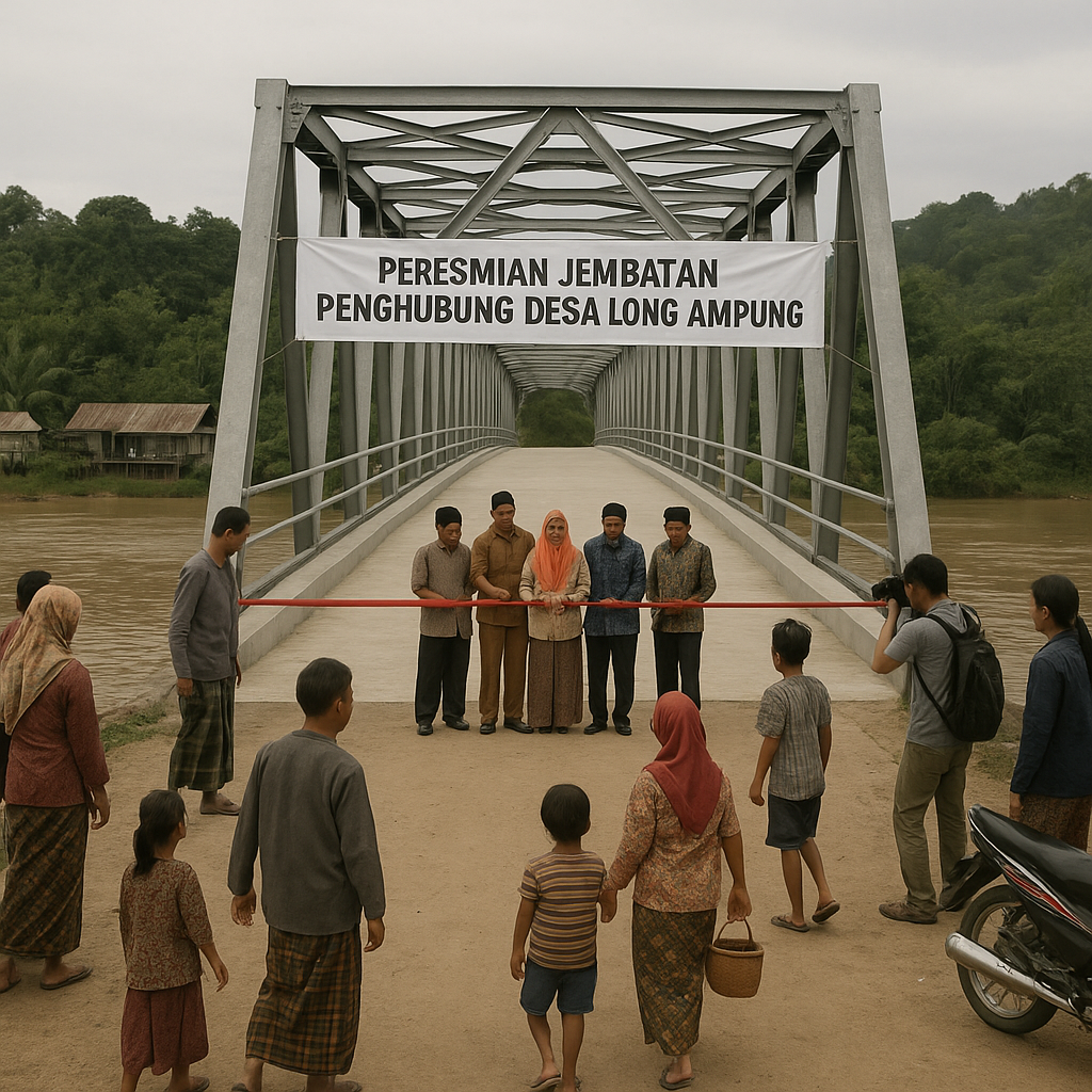 Jembatan penghubung Desa Long Ampung di Perbatasan Kalimantan-Malaysia Mulai Diaktifkan