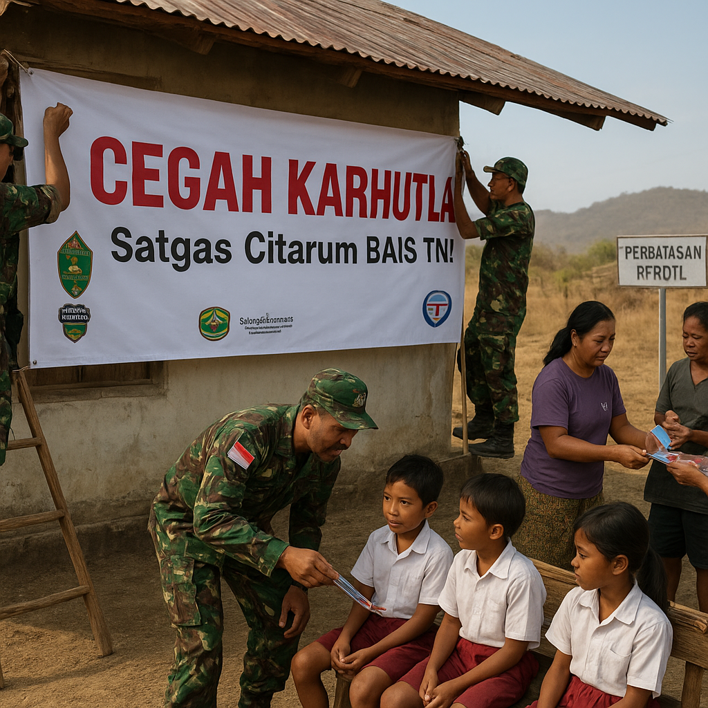 Cegah Karhutla di Perbatasan RI-RDTL, Satgas Citarum Bais TNI Lakukan Sosialisasi