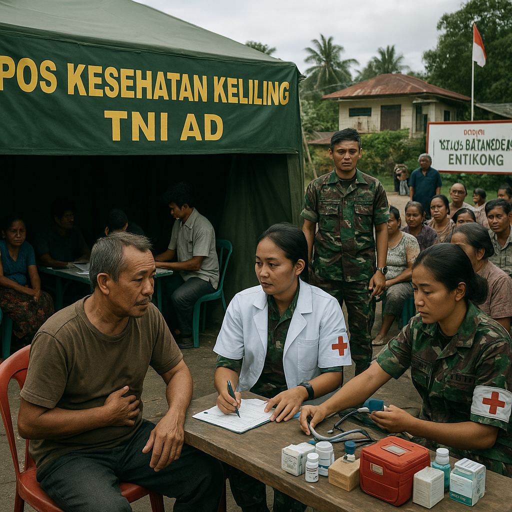 TNI AD Dirikan Pos Kesehatan Keliling di Entikong, Warga Antus Berobat