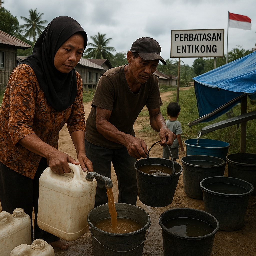 Warga Perbatasan Entikong Masih Andalkan Air Hujan dan Sumur Bor