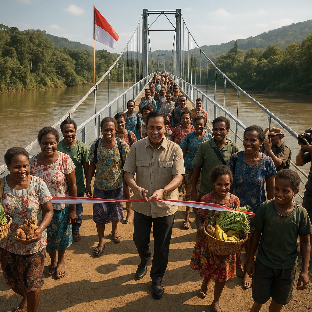 Jembatan Gantung di Perbatasan Papua-Papua Nugini Resmi Dibuka, Warga Tak Lagi Berenang