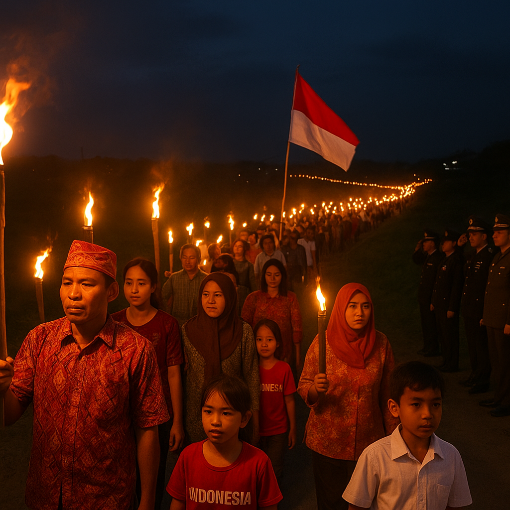 Upacara HUT RI di Perbatasan Nunukan: Pawai Obor dan Semangat Nasionalisme Warga